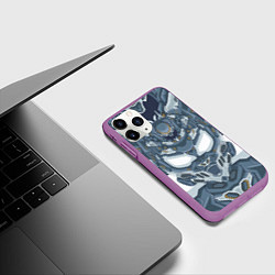 Чехол iPhone 11 Pro матовый Костюм серого робота, цвет: 3D-фиолетовый — фото 2