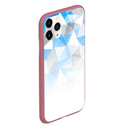 Чехол iPhone 11 Pro матовый Исчезающие серо-голубые полигоны, цвет: 3D-малиновый — фото 2