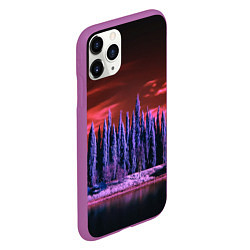 Чехол iPhone 11 Pro матовый Абстрактный фиолетовый лес и тёмная река, цвет: 3D-фиолетовый — фото 2