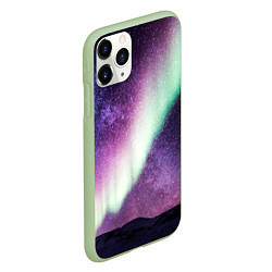 Чехол iPhone 11 Pro матовый Ночное северное сияние, цвет: 3D-салатовый — фото 2