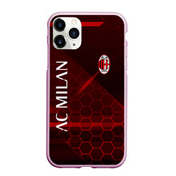 Чехол iPhone 11 Pro матовый Ac milan Соты, цвет: 3D-розовый