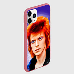 Чехол iPhone 11 Pro матовый Дэвид Боуи в синей куртке, цвет: 3D-малиновый — фото 2