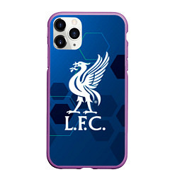 Чехол iPhone 11 Pro матовый Liverpool шестиугольники абстракция, цвет: 3D-фиолетовый