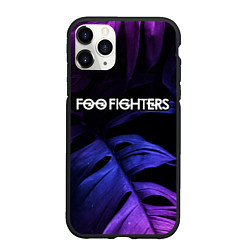 Чехол iPhone 11 Pro матовый Foo Fighters neon monstera, цвет: 3D-черный