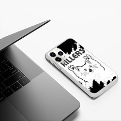 Чехол iPhone 11 Pro матовый The Killers рок кот на светлом фоне, цвет: 3D-белый — фото 2