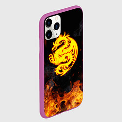 Чехол iPhone 11 Pro матовый Огнедышащий дракон и пламя, цвет: 3D-фиолетовый — фото 2