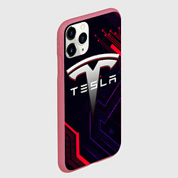 Чехол iPhone 11 Pro матовый Тесла электросхемы, цвет: 3D-малиновый — фото 2