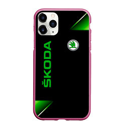 Чехол iPhone 11 Pro матовый Skoda Sport Абстракция, цвет: 3D-малиновый