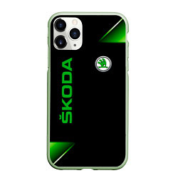 Чехол iPhone 11 Pro матовый Skoda Sport Абстракция, цвет: 3D-салатовый