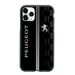 Чехол iPhone 11 Pro матовый Peugeot карбон абстракция