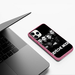 Чехол iPhone 11 Pro матовый Depeche Mode - black & white portrait, цвет: 3D-малиновый — фото 2