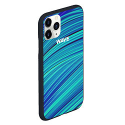 Чехол iPhone 11 Pro матовый Абстрактные волны Wave - бирюзовые, цвет: 3D-черный — фото 2