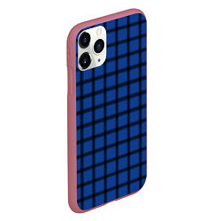 Чехол iPhone 11 Pro матовый Крупная темно-синяя клетка, цвет: 3D-малиновый — фото 2
