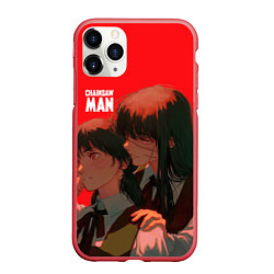 Чехол iPhone 11 Pro матовый Человек-бензопила: гибрид Митака, цвет: 3D-красный