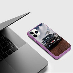 Чехол iPhone 11 Pro матовый Toyota Land Cruiser in the mountains, цвет: 3D-фиолетовый — фото 2