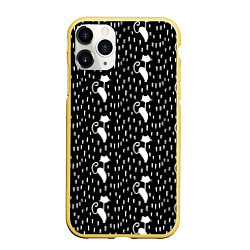 Чехол iPhone 11 Pro матовый Кошки Под Дождём, цвет: 3D-желтый