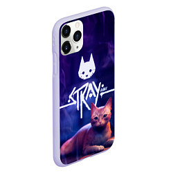 Чехол iPhone 11 Pro матовый Stray кот - дымок - neon, цвет: 3D-светло-сиреневый — фото 2