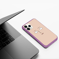 Чехол iPhone 11 Pro матовый One-Punch man Saitama face, цвет: 3D-фиолетовый — фото 2