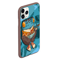 Чехол iPhone 11 Pro матовый Бизнес-ланч лягухи, цвет: 3D-коричневый — фото 2