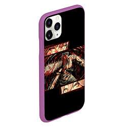 Чехол iPhone 11 Pro матовый Взгляды Макимы и Пауэр - Человек бензопила, цвет: 3D-фиолетовый — фото 2
