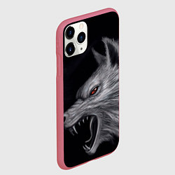 Чехол iPhone 11 Pro матовый Агрессивный волк, цвет: 3D-малиновый — фото 2