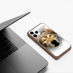 Чехол iPhone 11 Pro матовый Волк: зима, цвет: 3D-коричневый — фото 2