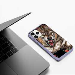 Чехол iPhone 11 Pro матовый Волк и царапины, цвет: 3D-светло-сиреневый — фото 2