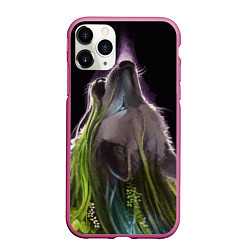 Чехол iPhone 11 Pro матовый Волчица - друид, цвет: 3D-малиновый