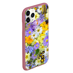 Чехол iPhone 11 Pro матовый Цветочная летняя поляна, цвет: 3D-малиновый — фото 2
