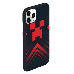 Чехол iPhone 11 Pro матовый Красный символ Minecraft на темном фоне со стрелка, цвет: 3D-черный — фото 2