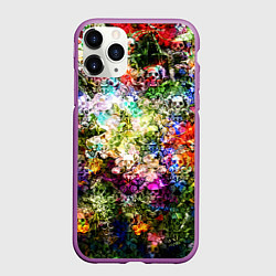Чехол iPhone 11 Pro матовый Цветы на черепах, цвет: 3D-фиолетовый