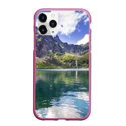 Чехол iPhone 11 Pro матовый Прозрачное горное озеро, цвет: 3D-малиновый