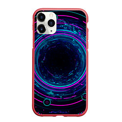 Чехол iPhone 11 Pro матовый Неоновый тоннель - портал, цвет: 3D-красный