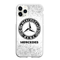 Чехол iPhone 11 Pro матовый Mercedes с потертостями на светлом фоне, цвет: 3D-белый