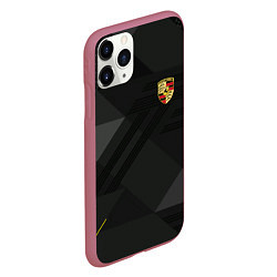 Чехол iPhone 11 Pro матовый Porsche - logo, цвет: 3D-малиновый — фото 2