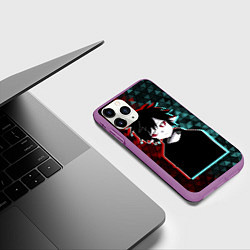 Чехол iPhone 11 Pro матовый Аниме парень Ketsu-кун, цвет: 3D-фиолетовый — фото 2