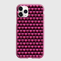 Чехол iPhone 11 Pro матовый Poppy Playtime - Kissy Missy Pattern - Huggy Wuggy, цвет: 3D-малиновый