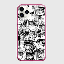 Чехол iPhone 11 Pro матовый Туалетный мальчик Ханако кун паттерн, цвет: 3D-малиновый