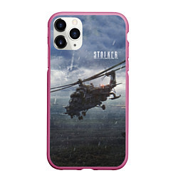 Чехол iPhone 11 Pro матовый STALKER Вертолёт Над Зоной, цвет: 3D-малиновый