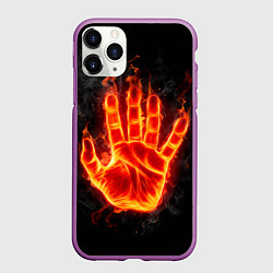 Чехол iPhone 11 Pro матовый Ладонь из огня, цвет: 3D-фиолетовый
