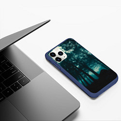 Чехол iPhone 11 Pro матовый Тёмный лес на закате, цвет: 3D-тёмно-синий — фото 2
