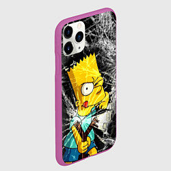 Чехол iPhone 11 Pro матовый Барт Симпсон разбил из рогатки стекло, цвет: 3D-фиолетовый — фото 2