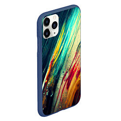 Чехол iPhone 11 Pro матовый Темные и яркие потеки краски, цвет: 3D-тёмно-синий — фото 2