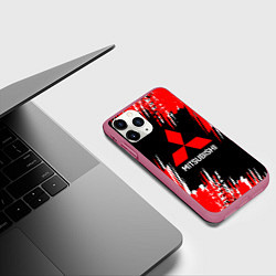 Чехол iPhone 11 Pro матовый Mitsubishi - краска, цвет: 3D-малиновый — фото 2