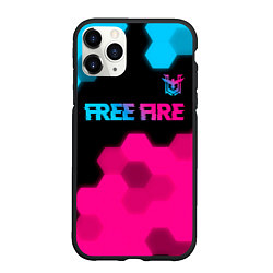 Чехол iPhone 11 Pro матовый Free Fire - neon gradient: символ сверху