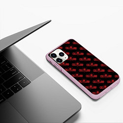 Чехол iPhone 11 Pro матовый Cult of the lamb pattern, цвет: 3D-розовый — фото 2