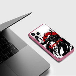Чехол iPhone 11 Pro матовый Самурай На Лошади, цвет: 3D-малиновый — фото 2