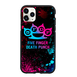 Чехол iPhone 11 Pro матовый Five Finger Death Punch - neon gradient