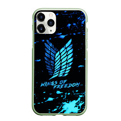 Чехол iPhone 11 Pro матовый Attack on Titan wings of freedom - neon