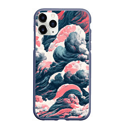 Чехол iPhone 11 Pro матовый Красные облачные узоры, цвет: 3D-серый
